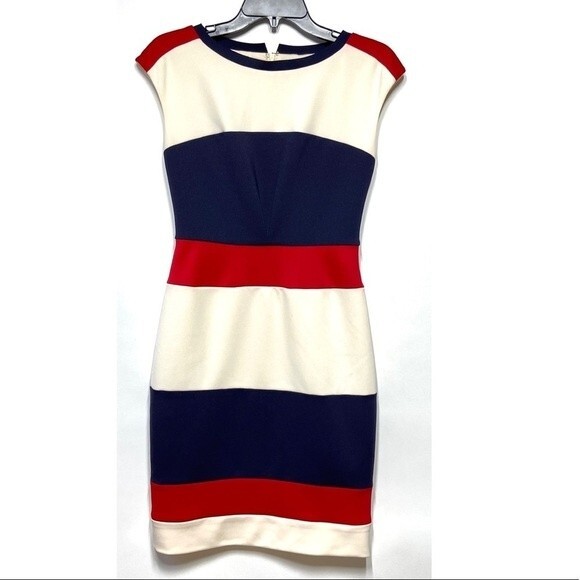 Maggy London Multicolor Techno Stretch Colorblock Jersey Sheath Dress 2 - Picture 2 of 7